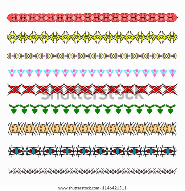 Colored Borders Patterned Strip Designpatterned Decorative Stock Vector ...