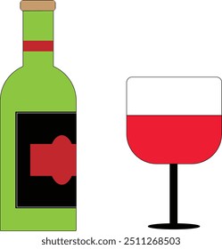 colored bottle and glass vector