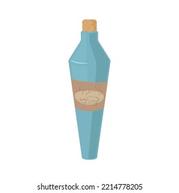 Colored bottle with a wooden stopper for decoration. Halloween decoration. For design, advertising, stickers. Vetkin illustration