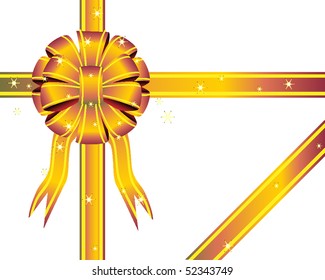 Colored bow with stars on a white background. Vector. Illustration