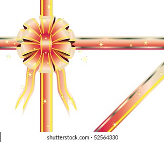 Colored bow with stars on a white background. Vector. Illustration