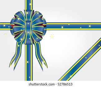 Colored bow with stars on a white background. Vector. Illustration