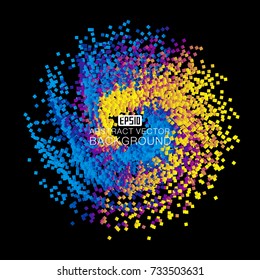 The colored box consists of an abstract background