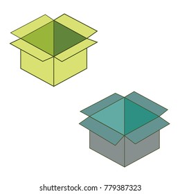 Colored boxes, open box.