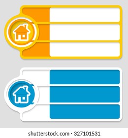 Colored boxes for your text and home symbol
