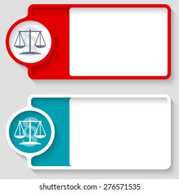 Colored boxes for your text and lawyer symbol