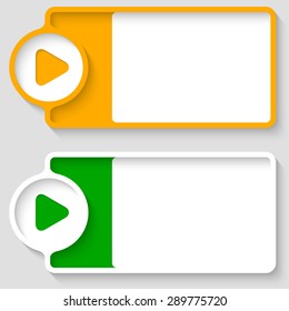 Colored boxes for your text and the symbol of play