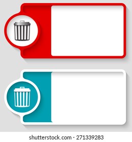 Colored boxes for your text and trashcan icon