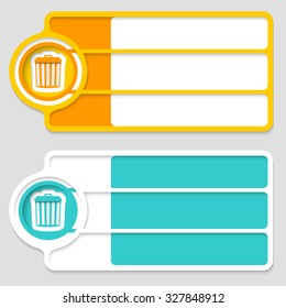 Colored boxes for your text and trashcan