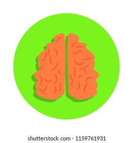 colored brain in green badge icon. Element of science and laboratory for mobile concept and web apps. Detailed brain icon