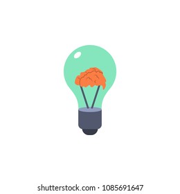 colored brain inside the bulb icon. Element of science and laboratory for mobile concept and web apps. Detailed brain inside the bulb icon can be used for web and mobile on white background