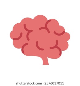 Colored Brain Vector. Simple Illustration. Flat Design. Organ. Mental Health. Data and Research.