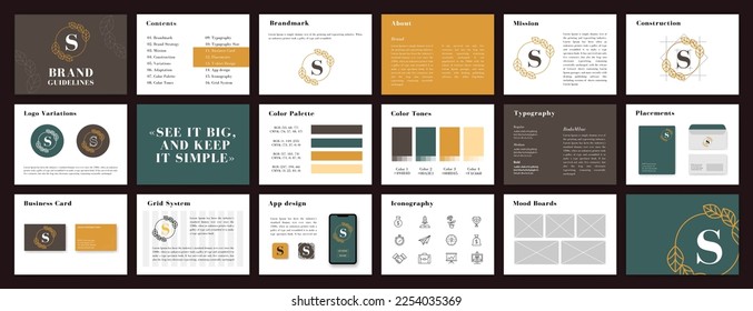 Colored Brand Guidelines template. Brand Identity presentation. Logo Guideline template. Logotype presentation for beauty company.