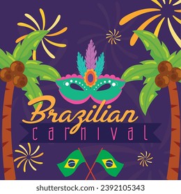 Colored brazil carnaval poster Vector illustration