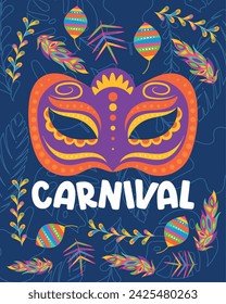 Colored brazilian carnival poster Vector illustration