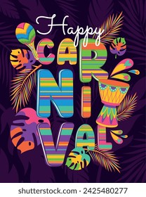 Colored brazilian carnival poster Vector illustration