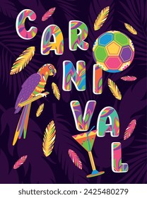 Colored brazilian carnival poster Vector illustration