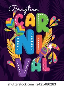 Colored brazilian carnival poster Vector illustration