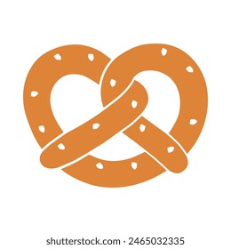 Ein farbiges Brezel-Symbol. Ein Backprodukt in Form einer Brezel, beliebt in Süddeutschland, Österreich und der Deutschen Schweiz. Vektorillustration isoliert auf einem weißen Hintergrund für Design und Web.