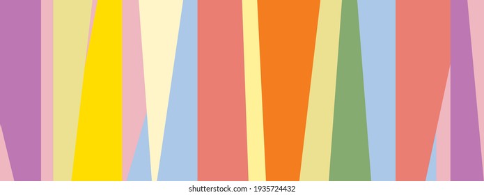 Colored bright background of geometric shapes, 70s retro style. Modern design for cover or web screensaver.