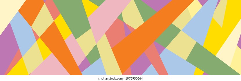 Colored bright background of geometric shapes, 70s retro style. Modern design for cover or web screensaver.