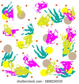Rodamientos de pincel brillante de color para el fondo de los niños, imagen abstracta vectorial. Hermosa textura de pinceladas y líneas para el diseño de embalaje o postal.