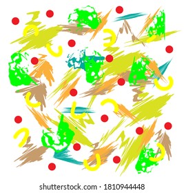 Colored bright brush strokes for the children`s background, vector abstract image. Beautiful texture of brush strokes and lines for design of packaging or postcard.