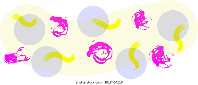 Colored bright brush strokes for the children`s background, vector abstract image. Beautiful texture of brush strokes and lines for design of packaging or postcard.