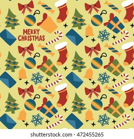 colored bright christmas background. Vector seamless wallpaper
