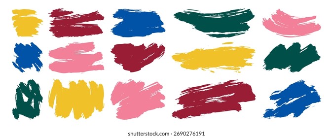 Marcas de pincel secas brillantes de colores y garabatos de lápiz Líneas de crayón dibujadas a mano, espirales y garabatos Ilustración vectorial de resaltadores y divisores ásperos