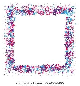 Colored bright elements in the form of stars, frame design. Colored stars, colored confetti in the form of stars on a white background, design element. vector illustration. Festive decoration, frame