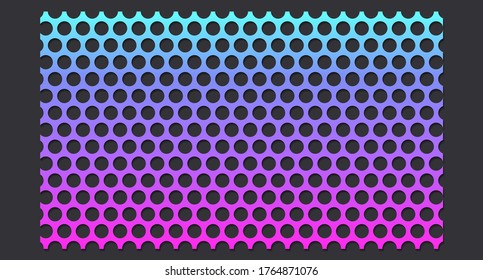 Colored, bright gradient background with round holes in it and isolated on a black background. Web design. Social media network concept. Vector illustration