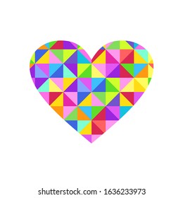  Colored bright heart with mosaic pattern. Valentine's day greeting card.Vector illustration
