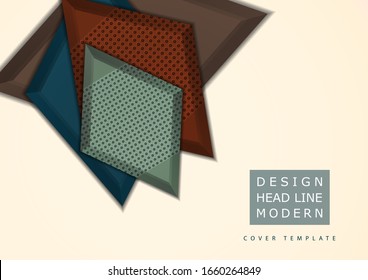 Rombos brillantes de colores con elementos decorativos perforados sobre un fondo beige. Diseño geométrico moderno abstracto. Plantilla de alta tecnología para página web, banners, portadas, tela. Ilustración del vector