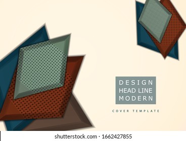 Rombos brillantes de colores con elementos decorativos perforados sobre un fondo beige. Diseño geométrico moderno abstracto. Plantilla de alta tecnología para página web, banners, portadas, tela. Ilustración del vector
