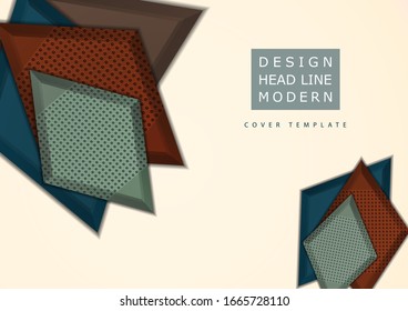 Rombos brillantes de colores con elementos decorativos perforados sobre un fondo beige. Diseño geométrico moderno abstracto. Plantilla de alta tecnología para página web, banners, portadas, tela. Ilustración del vector