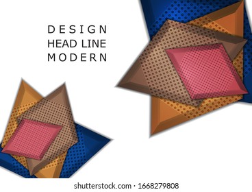 Colored bright rhombs with decorative perforation elements on a white background. Abstract modern geometric design. Hi-tech template for web page, banners, covers, fabric. Vector illustration