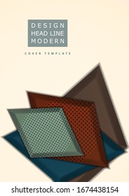 Rombos brillantes de colores con elementos decorativos perforados sobre un fondo beige. Diseño geométrico moderno abstracto. Plantilla de alta tecnología para página web, banners, portadas, tela. Ilustración del vector