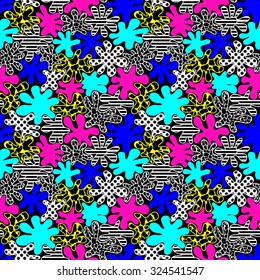 colored bright spots seamless pattern in style of the 80s. vector illustration - eps 8