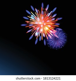 
Colored bright transparent fireworks on a dark background
