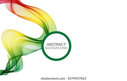 Colored bright wave on a white background, green yellow red wave lines