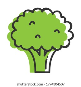 Colored Broccoli icon vector design. Concept for farmers market, organic food, grocery store. Natural product, fresh. Eps10 vector illustration.