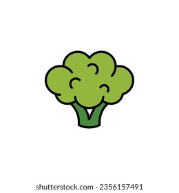 Colored broccoli line icon on white background