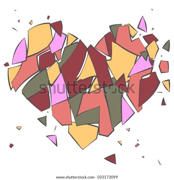 Colored broken heart on white background.
Vector illustration.