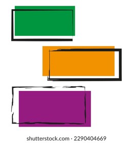 colored brush rectangles for promotion design. Graphic element. Vector illustration.