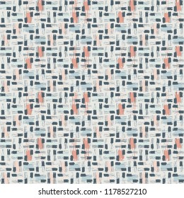 Colored Brush Stroke Checkered Motif. Seamless Pattern.