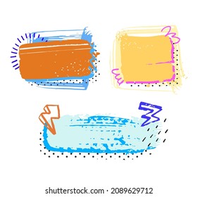 Colored brush stroke frames. Abstract grunge quote boxes for text. Vector illustration