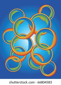 colored bubbles against blue background, abstract vector art illustration