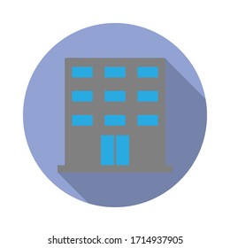 colored building long shadow icon. Simple color vector of web icons for ui and ux, website or mobile application