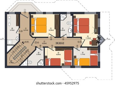 colored  building vector drawing
